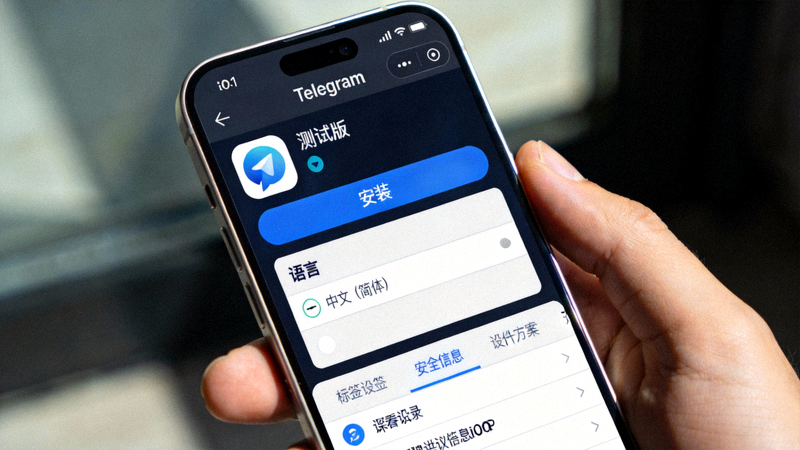 iOS设备TestFlight应用界面展示Telegram测试版安装与中文语言选项的截图